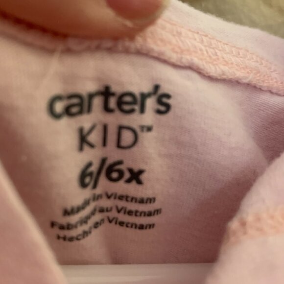 Carter's Kid Light Pink Floral Deer Hooded Long Sleeve Top 6/6X. - Picture 4 of 6